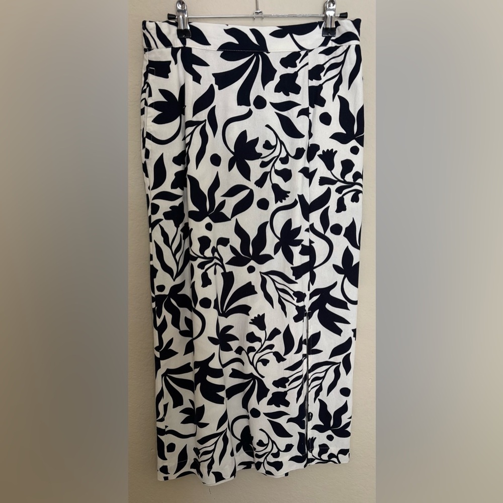 White and Navy Floral Skirt